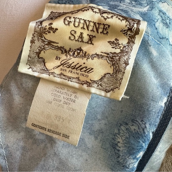 70s Vintage Gunne Sax Blue Floral Lace Boho Renaissance Festival Dress - Picture 6 of 15